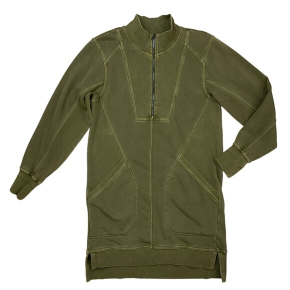 Anthropologie Daily Practice Meru Mini Dress S Moss Green Long Sleeve Athleisure - Picture 13 of 13